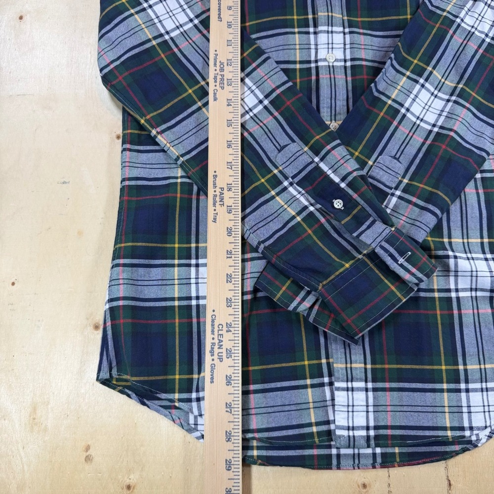 Polo Ralph Lauren Mens Medium Slim Fit Plaid Button Down Shirt Navy Green White - Picture 3 of 5